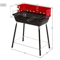 Prenosný gril na drevené uhlie AKTIVE s ochranou proti vetru, oceľový, nastaviteľný rošt so 4 výškami, 42x42x54 cm, vonkajšie BBQ pre malé priestory 7
