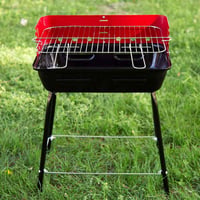 Prenosný gril na drevené uhlie AKTIVE s ochranou proti vetru, oceľový, nastaviteľný rošt so 4 výškami, 42x42x54 cm, vonkajšie BBQ pre malé priestory 2