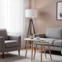 Sada 2 stohovateľných konferenčných stolíkov AKTIVE MAX Home, D40x44 cm a D50x50 cm, biela farba, nohy z prírodného dreva, nosnosť 5 kg, do obývačky alebo jedálne 2