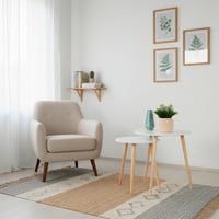 Sada 2 stohovateľných konferenčných stolíkov AKTIVE MAX Home, D40x44 cm a D50x50 cm, biela farba, nohy z prírodného dreva, nosnosť 5 kg, do obývačky alebo jedálne 5