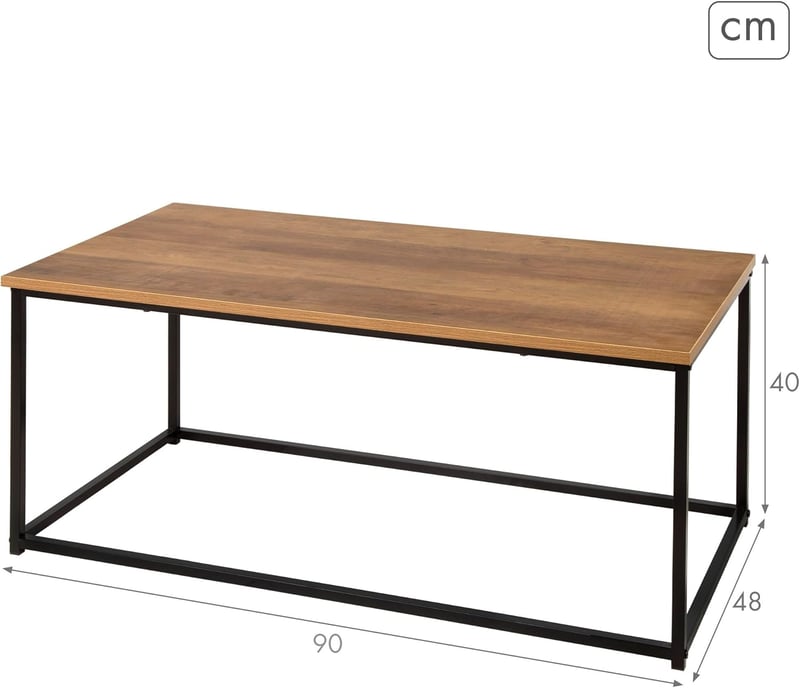 Masă laterală AKTIVE Max Home 90x48x40 cm, aspect stejar, cu cadru metalic negru