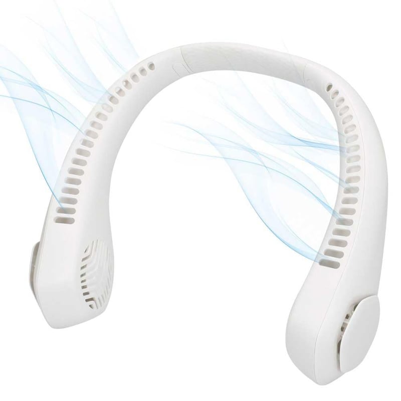 AKTIVE krčný ventilátor, 22,5 x 20,5 cm, 3 režimy prúdenia vzduchu, výdrž batérie 2-6 hodín, USB nabíjanie, materiál ABS a silikón, biely, prenosný chladiaci ventilátor na krk