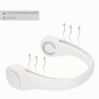 AKTIVE krčný ventilátor, 22,5 x 20,5 cm, 3 režimy prúdenia vzduchu, výdrž batérie 2-6 hodín, USB nabíjanie, materiál ABS a silikón, biely, prenosný chladiaci ventilátor na krk 3