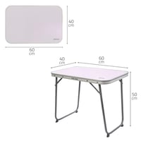 Masă de camping pliabilă AKTIVE, 60x40x50 cm, blat din MDF și cadru din oțel, culoarea mov, cu mâner de transport, ușoară 3