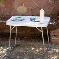 Masă de camping pliabilă AKTIVE, 60x40x50 cm, blat din MDF și cadru din oțel, culoarea mov, cu mâner de transport, ușoară 2