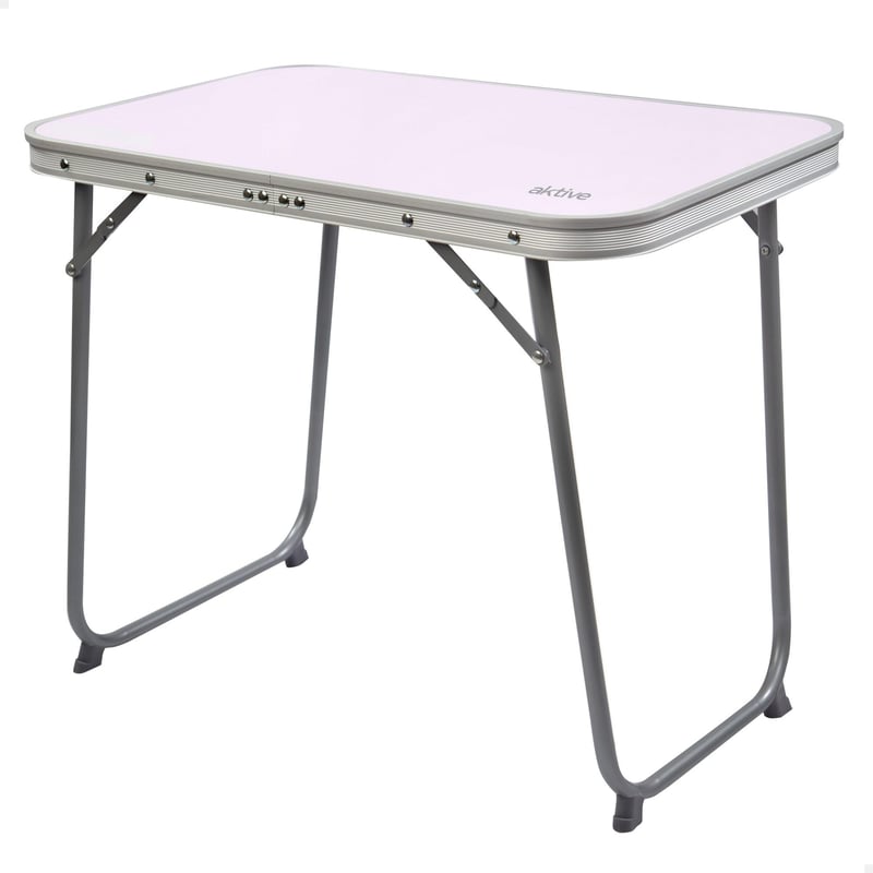 Masă de camping pliabilă AKTIVE, 60x40x50 cm, blat din MDF și cadru din oțel, culoarea mov, cu mâner de transport, ușoară