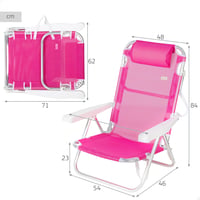 Scaun de plajă pliabil AKTIVE, 5 poziții, textilenă și aluminiu, fucsia, 48x46x84 cm, capacitate 110 kg, cu mâner pentru transport 3