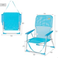 AKTIVE sklopiva stolica za plažu s aluminijskim okvirom, plava, 44x40x72 cm, nosivost 110 kg, prozračna, prijenosna 3