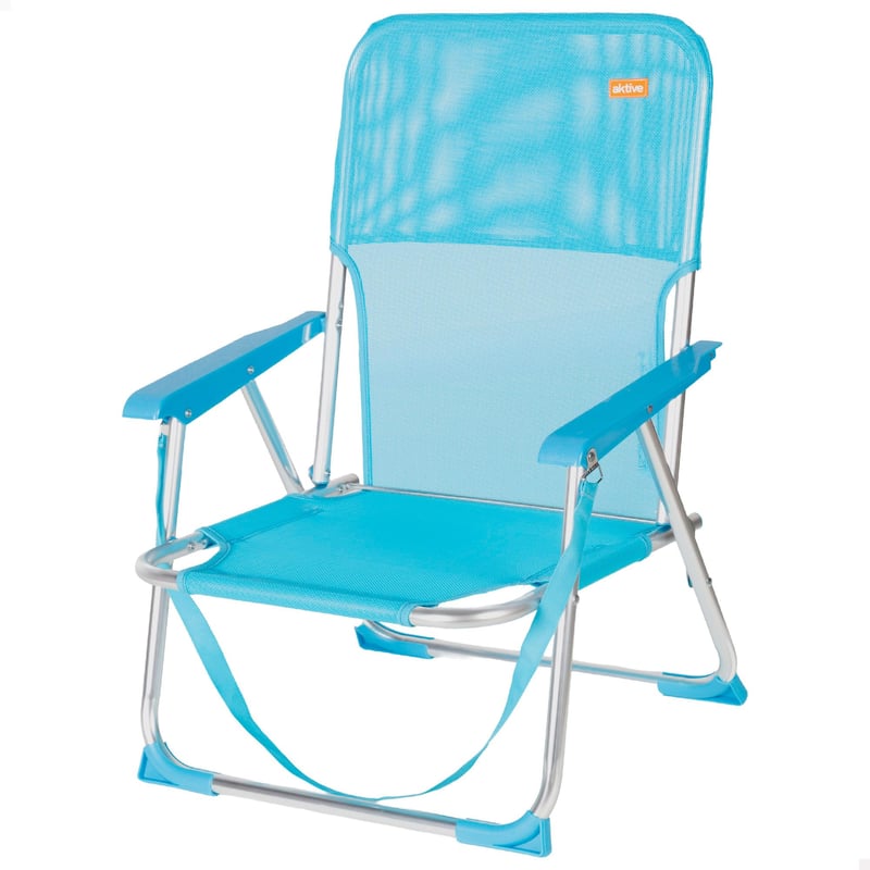 AKTIVE sklopiva stolica za plažu s aluminijskim okvirom, plava, 44x40x72 cm, nosivost 110 kg, prozračna, prijenosna