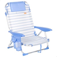 Scaun de plajă pliabil AKTIVE cu model cu dungi marinărești, 51x45x76 cm, 4 poziții, aluminiu și textil, capacitate de susținere 110 kg, cu pernă și buzunare 1