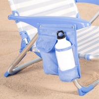 Scaun de plajă pliabil AKTIVE cu model cu dungi marinărești, 51x45x76 cm, 4 poziții, aluminiu și textil, capacitate de susținere 110 kg, cu pernă și buzunare 6