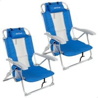 AKTIVE sklopiva stolica za plažu 2 komada, 5 položaja, plava, 49x56x78 cm, podstavljeno sjedalo, bočni džep, maks. 110 kg 1