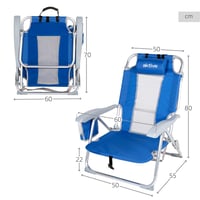 AKTIVE sklopiva stolica za plažu 2 komada, 5 položaja, plava, 49x56x78 cm, podstavljeno sjedalo, bočni džep, maks. 110 kg 2