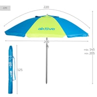 Plážový slnečník AKTIVE 220 cm, 8 sklolaminátových rebier, hliníková tyč 28/32 mm, UV50+ ochrana, naklápací mechanizmus, vetrací otvor, s prenosnou taškou 4
