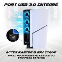 AKUMA Cyber W02 PS5 Slim ventilator s 3 ventilatora, LED, USB 3.0 – bijeli 4