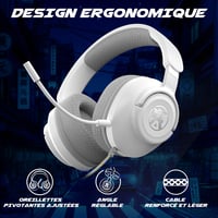 Căști de gaming Akuma SEINEN H04 cu fir, microfon cu anulare a zgomotului, stereo de 50 mm, jack de 3,5 mm, pentru PC, PS5, Xbox, Switch, Switch2, Alb 4