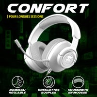 Căști de gaming Akuma SEINEN H04 cu fir, microfon cu anulare a zgomotului, stereo de 50 mm, jack de 3,5 mm, pentru PC, PS5, Xbox, Switch, Switch2, Alb 5