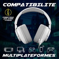 Căști de gaming Akuma SEINEN H04 cu fir, microfon cu anulare a zgomotului, stereo de 50 mm, jack de 3,5 mm, pentru PC, PS5, Xbox, Switch, Switch2, Alb 6