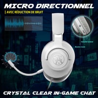 Căști de gaming Akuma SEINEN H04 cu fir, microfon cu anulare a zgomotului, stereo de 50 mm, jack de 3,5 mm, pentru PC, PS5, Xbox, Switch, Switch2, Alb 3