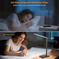 Akynite 42 LED stolná lampa, čierna, stmievateľná, USB port, 2A adaptér, 5 farieb, 10 úrovní jasu, dotyková, časovač, skladacia na čítanie 5