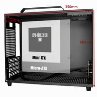 ALAMENGDA V500 Mini počítačová skriňa M-ATX/ITX, priehľadný akrylový bočný panel, rukoväť, podpora GPU 320 mm, čierna 4