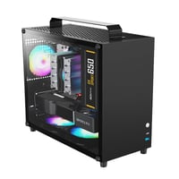 ALAMENGDA V500 Mini počítačová skriňa M-ATX/ITX, priehľadný akrylový bočný panel, rukoväť, podpora GPU 320 mm, čierna 3