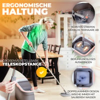 Set de curățenie cu mop și găleată ALANBERG, sistem cu 2 compartimente, set de curățare pentru pardoseală din microfibră, gri, produs utilizat 6
