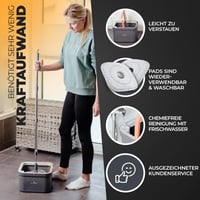 Set de curățenie cu mop și găleată ALANBERG, sistem cu 2 compartimente, set de curățare pentru pardoseală din microfibră, gri, produs utilizat 8