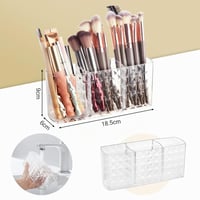 Alaoo Stojan na štetce na make-up 2 ks, priehľadný akrylový organizér, kozmetický úložný box s 3 priehradkami na očné linky, rúže a maskary 2