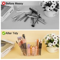 Alaoo Stojan na štetce na make-up 2 ks, priehľadný akrylový organizér, kozmetický úložný box s 3 priehradkami na očné linky, rúže a maskary 3