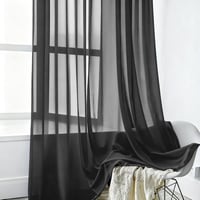 Alaoo Voile Záclona 2 ks Priesvitná svetlopriepustná polyesterová dekoratívna okenná záclona do obývačky spálne 142x200 cm čierna 3