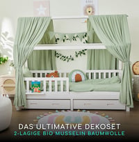 ALAVYA HOME 3 részes kiságy baldachin dekoráció szett 2 db baldachin és 300 cm hosszú zászlógirland 125 x 350 cm organikus muszlin pamut GOT 2