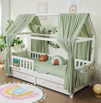 ALAVYA HOME 3 részes kiságy baldachin dekoráció szett 2 db baldachin és 300 cm hosszú zászlógirland 125 x 350 cm organikus muszlin pamut GOT 1