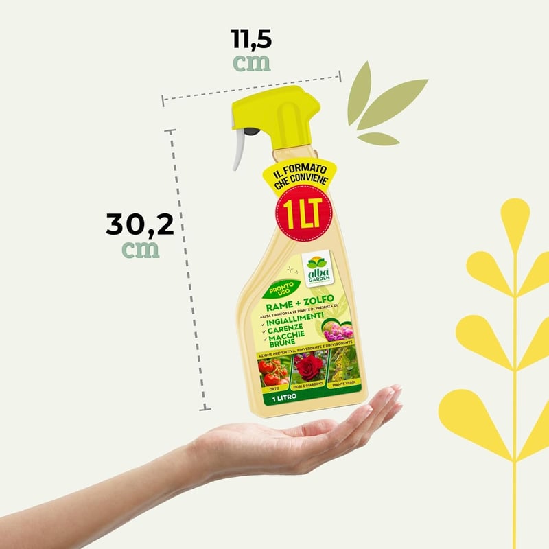Albagarden Réz-Kén Spray 1L - Növényi Betegségek Ellen, Penészedés és Foltosság Kezelésére