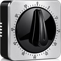 Temporizator de bucătărie mecanic Albayrak pentru gătit – Alarmă sonoră, fără baterii, spate magnetic, oțel inoxidabil, numărătoare inversă 1