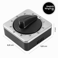 Temporizator de bucătărie mecanic Albayrak pentru gătit – Alarmă sonoră, fără baterii, spate magnetic, oțel inoxidabil, numărătoare inversă 3