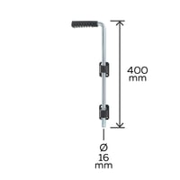 Zăvor de pardoseală Alberts 207021, galvanizat, cu mâner și șurub de ghidare negru - diametru bolț 16 mm, lungime 400 mm, distanță bolț-poartă 40 mm 2