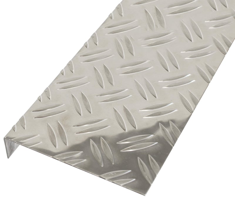 Alberts 462949 Tablă striată din aluminiu, profil L, model diamant, natur, 1000 x 135 x 30 mm