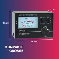 Albrecht SWR-30 PWR merač výkonu a pomeru stojatých vĺn (SWR) na ladenie rádiových antén 1,8 – 200 MHz, kompaktný, čierny, 1 ks 6