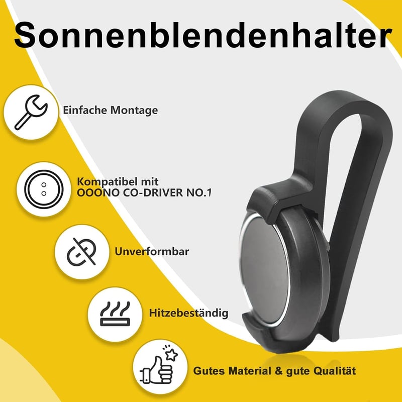 Albumory Ooono Co-Driver No1 autós napellenző tartó kamera rögzítő konzol fekete, napellenző klipszes tartó