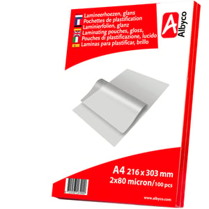 Folie de laminare Albyco A4 216x303 mm, 100 bucăți, 2x80 (160) µm, folie de laminat