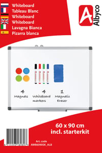 Biela magnetická tabuľa Albyco 60x90 cm so štartovacou súpravou, stierateľná za sucha 2