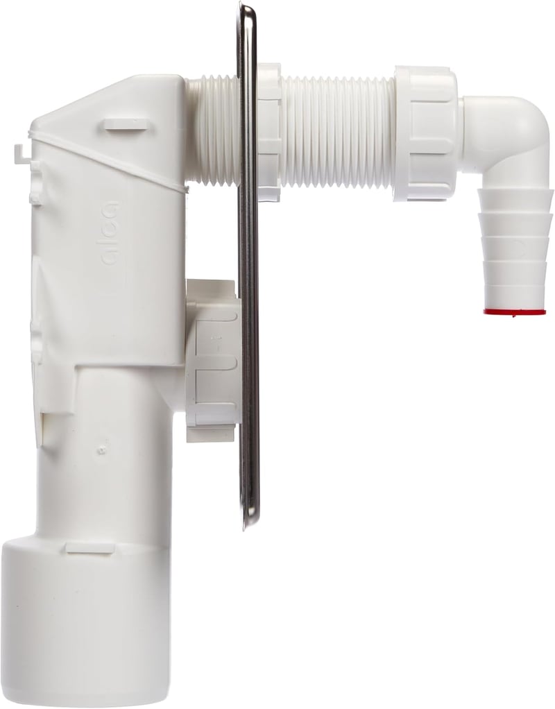 AlcaPlast APS3 Falba építhető mosógép szifon, króm, rozsdamentes acél, 50 mm, 95°C hőállóság, EN274 szabvány szerinti