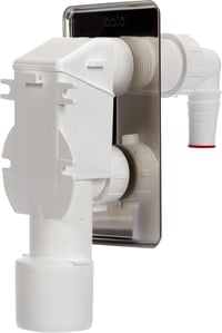 AlcaPlast APS3 Falba építhető mosógép szifon, króm, rozsdamentes acél, 50 mm, 95°C hőállóság, EN274 szabvány szerinti 3