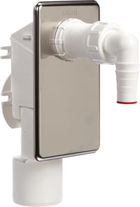 AlcaPlast APS3 Falba építhető mosógép szifon, króm, rozsdamentes acél, 50 mm, 95°C hőállóság, EN274 szabvány szerinti 1