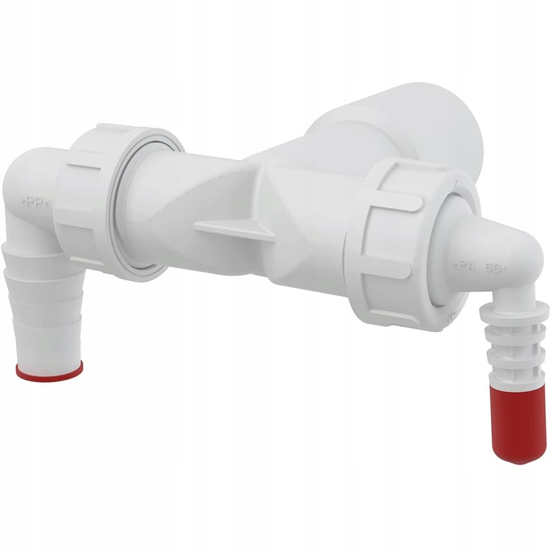 Alcaplast P156Z Dvostruki priključak DN40/32 s protupovratnim ventilom 8-23 za zidnu montažu, prozirna plastika