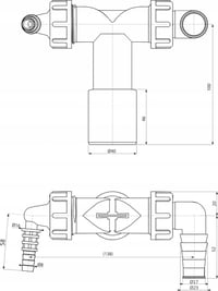 Alcaplast P156Z Dupla Csatlakozó DN40/32 és 8-23 Visszacsapó Szeleppel Fali Szereléshez Átlátszó Műanyag 2
