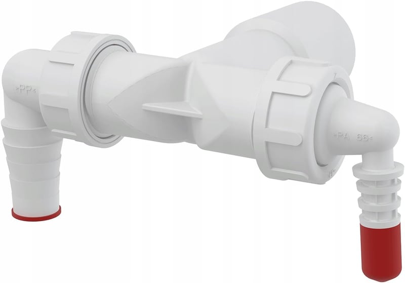 Alcaplast P156Z Dupla Csatlakozó DN40/32 és 8-23 Visszacsapó Szeleppel Fali Szereléshez Átlátszó Műanyag