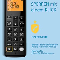 Bezdrôtový telefón Alcatel E260 S Voice DECT so záznamníkom, veľkým podsvieteným displejom, hlasitým odposluchom, blokovaním hovorov, čierny 5