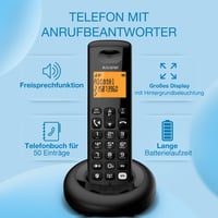 Bezdrôtový telefón Alcatel E260 S Voice DECT so záznamníkom, veľkým podsvieteným displejom, hlasitým odposluchom, blokovaním hovorov, čierny 3